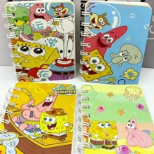 SpongeBob SquarePants 1本方形海綿寶寶卡通螺旋筆記本,可愛派大星章魚先生珊迪便攜口袋日誌記事本,卡哇伊比基尼海堤迷你線圈筆記本,學生日常書寫備忘錄,開學文具,青少年卡通迷生日禮物 - 彩色 - 查看 6