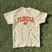Vintage Florida State Gators Graphic Crew Neck T-Shirt, 2026 Summer Breathable Cotton Short Sleeve White Casual Top, All Sizes - 杏色 - 查看 15