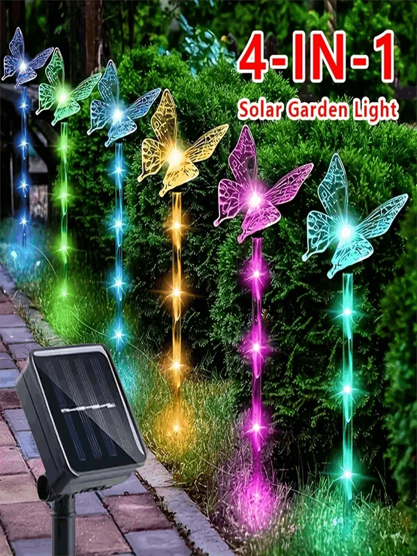 4pcs Outdoor Butterfly Solar Lights, Garden Decoration Outdoor Solar Lights, Courtyard, Garden, Flower Bed Channel Lights Butterfly Decoration(300mAh)