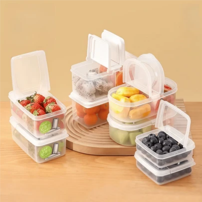 Hộp đựng thực phẩm và trái cây một ngăn, trong suốt, chống bụi, dễ vệ sinh, có thể tái sử dụng, tiện lợi mang đi dã ngoại và mang về.