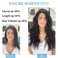 BINF 8pcs Vietnamese Straight Human Hair Clip-In Extensions Natural Black 8-26 Inches - Natural Black - View 4