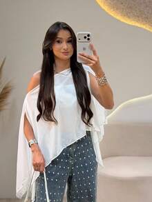Women's Transparent Blouse, Tulle Cape, Multi-Style Chiffon, Elegant, Chic - 白色 - 查看 1