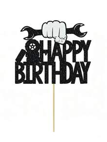 1pc Wrench Cake Topper, Shiny Tire Wrench Cake Topper, Happy Birthday Cake Topper, Car Repair, Engineer Theme, Suitable For Birthday Party Decoration - Cake Topper - View 8