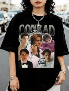Vintage Bootleg Conrad Fisher T-Shirt, aus der Fernsehserie "The Summer I Turned Pretty", Retro-Stil. - Schwarz - Übersicht 1