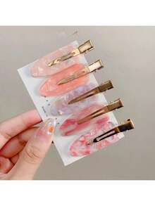 10pcs/Set, 5pcs/Set, 3pcs/Set High-Quality Pink Acetate Resin Alligator Hair Clips, Suitable For Women, Super Elegant Sweet Hair Clips, Fashionable, Elegant, Simple, Solid Color, Suitable For Daily, Casual, Party, Commuting, Vacation, Face Washing, Makeup, Matching Clothes, Suitable For Bangs And Flyaway Hair Accessories, Clothing Decorations, Women's Accessories, Women's Hair Accessories, Hair Clips [No Card Paper] - A-Pink - View 1