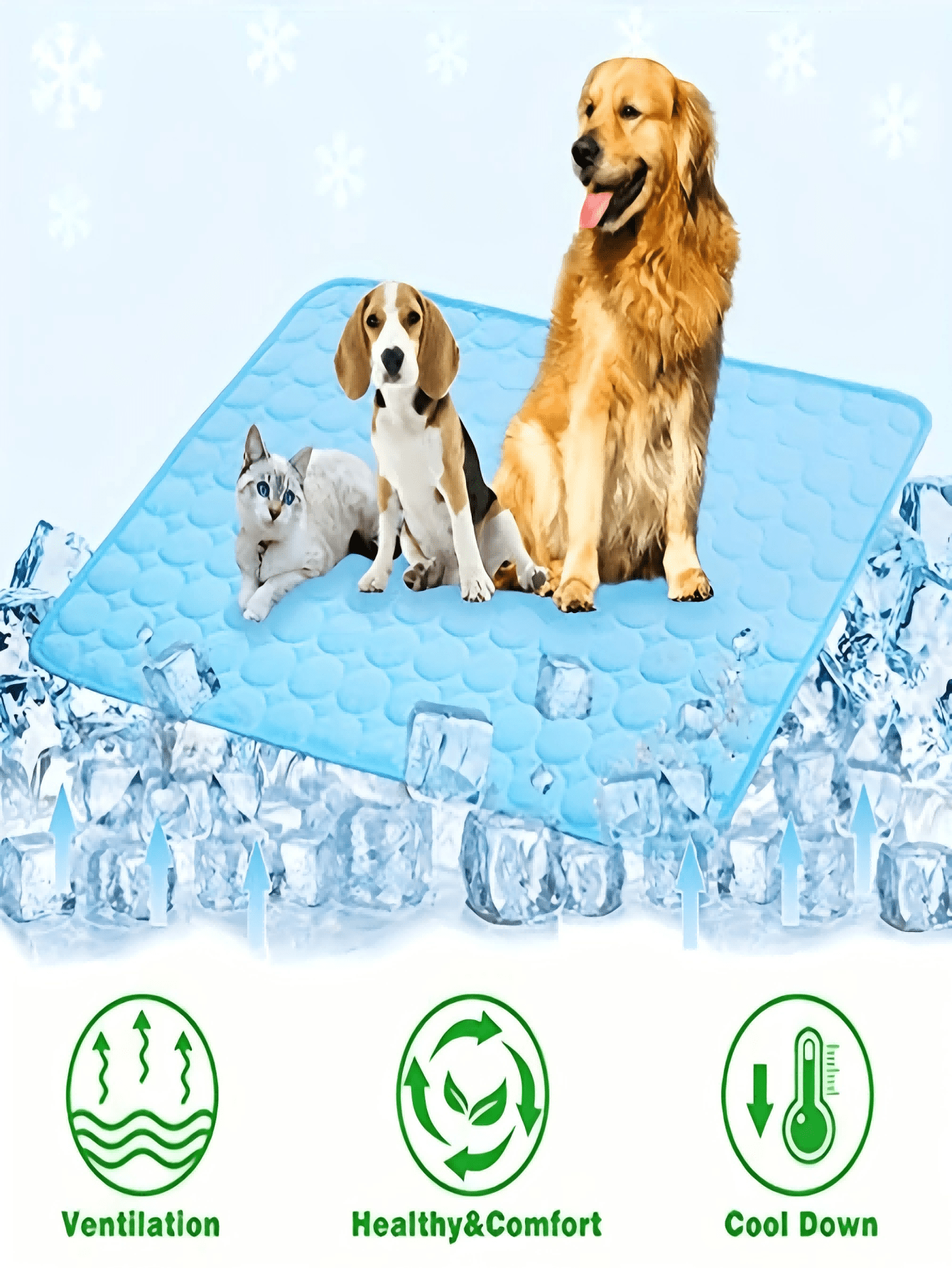 Plus Size Pet Cat Dog Cooling Mat | 5 Sizes Fit All | Breathable Mesh Fabric | Summer Pet Cooling Pad | Ice Silk Pet Cooling Mat | Suitable For Bed And Sofa Use - Multicolor - View 1