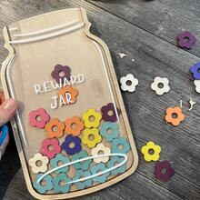 36pcs Wooden Star & Flower Hollow Reward Jar, Positive Behavior Incentive Chart, Decorative Reward System, Suitable For Teachers, Schools, Easter Gifts, Easter Baskets, Easter Decorations, Back To School Supplies, Home Decor, Party Decorations, Fall Decor, Wedding Supplies, Wedding Decorations, Holiday Decorations - Multicolor - View 11