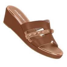 Tamanco Feminino Moleca Anabela Com Pedraria 5512311 - Avelã - Visão 2