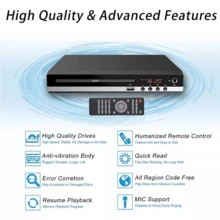 1pc Compact 1080P Region-Free High-Definition ABS H-DMI DVD Player, Modern Black Slim Desktop Multimedia Disc Player With USB Input, AV Output, Remote Control, Progressive Scan, CD MP3 JPEG Playback For Smart TV Home Theater Bedroom Travel Holiday Entertainment All-Season Use - US A Type Plug(110-127V) - View 4