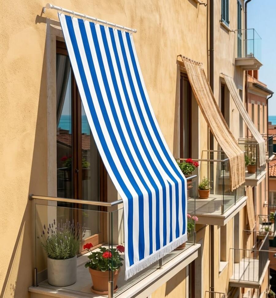 Patio Awnings - Màu xanh và trắng - Xem 1