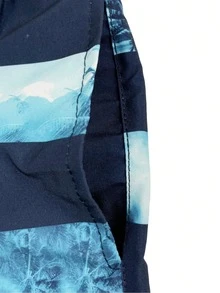 Shorts de playa a rayas azules para hombres, estilo hawaiano - Azul - Ver 8