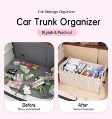 Car Accessories Interior | 1pc Foldable Car Trunk Storage Organizer With Handle, Fits Most Vehicles To Keep Trunks Tidy - Car Accessories For Women - 彩色 - 查看 4