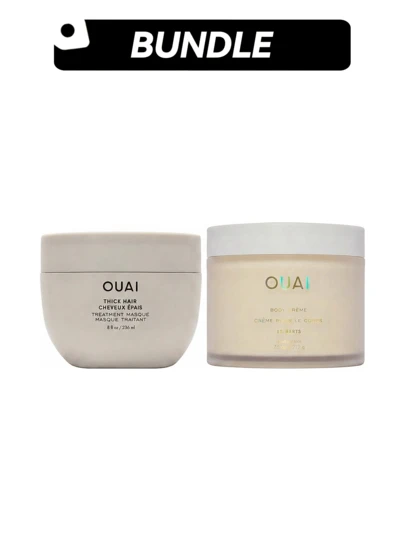 OUAI [Paquete de crema corporal y mascarilla para el cabello] Mascarilla para el cabello grueso + Crema corporal St. Barts 3.4oz/100ml + 3.4oz/96.4g