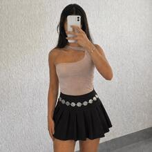 Women's Tailored High-Waisted Short Skirt With Lining And Side Zipper - Stylish Flared Skirt For São João Festivities And Special Occasions. - 黑色 - 查看 1