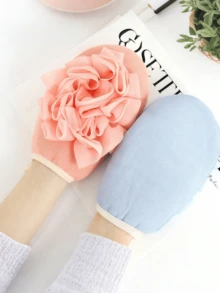 1pc Double-Sided 2-In-1 Bath Scrubbing Gloves, One Side Foaming Bath Sponge, One Side Exfoliating Scrubbing Cloth, Gentle On Skin For Home Bathing, Built-In Bath Sponge Scrubbing Gloves, Suitable For Daily Bathing Foaming, Full Body Exfoliation - Multicolor - View 7