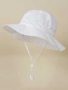 2 piezas Sombrero de cubo ajustable con protección solar, transpirable y casual, de unicolor con estampado, adecuado para viajes al aire libre y uso diario para niños - Multicolor - Ver 2