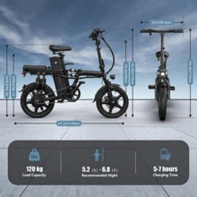 Dult Electric Bicycle, 500W Motor, 48V 15Ah Battery, 14-Inch Thick Tires, Top Speed Of 20 Miles Per Hour, Range Of 32 Miles, All-Terrain Electric Bicycle. - 黑色 - 查看 8