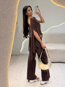 Women's Transparent Blouse, Tulle Cape, Multi-Style Chiffon, Elegant, Chic - Rỉ Nâu - Xem 3