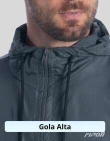 Men's Water Repellent Windbreaker Jacket With Hood And Pocket - Negro - Ver 7