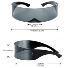 1 Party Glasses - Future Tech Themed Fashion Glasses For Women, Shiny Reflective PC Material, Photo Prop, Suitable For Parties And Sci-Fi Events, Futuristic Glasses With Polymer Lenses - Silver - View 2