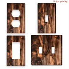 1 cái [in 2D] Tấm ốp tường họa tiết vân gỗ, dùng cho công tắc ổ cắm điện gia đình, không cần đấu dây, dễ vệ sinh. - Nhiều màu - Xem 1