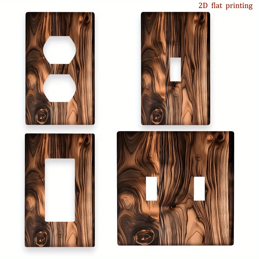 1 cái [in 2D] Tấm ốp tường họa tiết vân gỗ, dùng cho công tắc ổ cắm điện gia đình, không cần đấu dây, dễ vệ sinh. - Nhiều màu - Xem 1