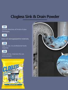 Pipe Unblocking Powder, Drain Unblocking Powder, Pipe Unblocking Agent, Drain Unblocking Agent, Pipe Cleaning Powder, Can Dissolve Blockages In Kitchen Sinks And Bathroom Drains Caused By Hair, Soap Residue And Grease. Allow 15-30 Minutes For The Product To Take Effect After Use. - Powdery - View 7