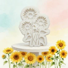 向日葵糖果模具，精致花朵布丁模具，耐热易清洗，多功能硅胶模具，可用于制作饼干、花朵蛋糕、杏仁糖、钥匙扣、香薰蜡烛等。 - 查看 3