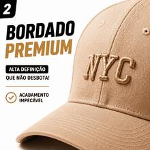 NYC Youth Cap For 4 To 12 Years Old, Curved Brim, Unisex, Boys And Girls - Ochre With White - View 3