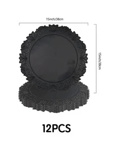 12/6/1pc Round Faux Leather 15-Inch Placemat, Waterproof, Easy To Clean, Heat Resistant, Non-Slip, Washable Table Mat For Kitchen, Indoor And Outdoor Use - Black - View 8