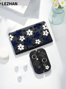 1pc Deep Blue & White Floral Pattern Protective Case/Cover, Compatible With Switch2 (2025), Switch NS, Switch OLED, Switch Lite, Accessories For Switch 2nd Gen/Switch, Full Set Including Storage Bag, Game Card Case, Best Gift For Switch Players - Multicolor - View 24