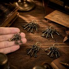 Mini Retro Keychain Set, Antique Key Pendant Ornament, Magical Retro Key Charm, Medieval-Style Creative Dollhouse Decoration, DIY Handmade Decorative Gift. - one-size - View 3