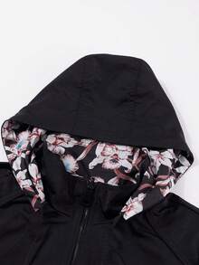 Risissida Women's Reversible Jacket With Pockets And Zipper, Hooded Design Suitable For Daily Wear, Drawstring Waist Fashion Outerwear For Women, Spring And Autumn - Black - View 7