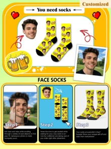 1 Pair Customized Socks, Beach Style, Customized Face Socks, Funny Customized Photo Socks, Customized Printed Socks, Cute Adult Socks, Customized Pattern Socks - Multicolor - View 8