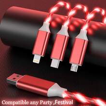 三合一数据线，发光快充USB-C线，光致发光Type-C线，兼容 17/17Pro/16Pro/16/15/15Pro - 彩色 - 查看 3