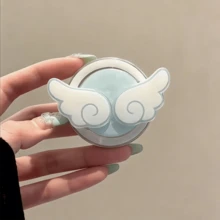 1件裝卡通可愛粉色/藍色波點翅膀磁吸伸縮便攜手機桌面支架，適合姐妹、女友與同學的完美節日禮物 - 翅膀 - 查看 3