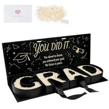 Graduation Gift Box 2026, Grad Letter Shaped Fillable Cardboard Box 16.42"X5.51"X1.5" DIY Graduation Gift Ideas Boxes Grad Letters Boxes For Graduates High School College Party Favors - View 12