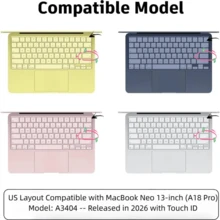 1pc Minimalist Design Silicone Keyboard Cover Skin US For MacBook Neo 13 Inch (A18) Pro 2026 Release Model A3404 256GB With Touch ID | QWERTY English | Anti-Scratch | Soft Protector With 5 Colors Available - View 4