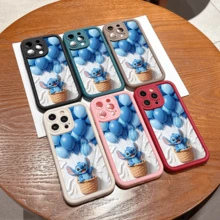 Funda de teléfono con efecto 3D de Disney Lilo y Stitch, con Stitch en una cesta de mimbre con globos azules sobre fondo blanco, compatible con modelos iPhone 17, 16, 15, 14, 13, 12, 11 Pro Series y Galaxy S22, S23, S24, S25, una opción encantadora para fans de Disney, ideal para cumpleaños, fiestas u ocasiones especiales para sorprender a familiares y amigos - Burdeos - Ver 6