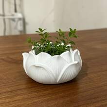 1个新款中国风莲花造型小花盆/创意禅意绿植容器，适合家居桌面装饰，非常适合现代、办公室、农舍或当代装饰风格，可放置于卧室、办公桌、客厅、阳台等处。 - A - 查看 7