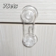 2/4/5/7/10組短款透明櫥櫃門鎖，免鑽孔透明吸盤式櫥櫃門固定夾，可重複使用衣櫃抽屜防開限位器，隱形固定夾，居家櫥櫃使用 - 多色 - 查看 14