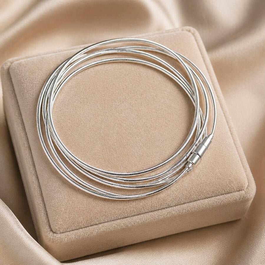 Silver Plated Guitar String Bracelet (SEMI-JEWELRY) - Silver - View 1