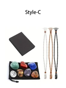 1/9/12/14件天然手工編織水晶寶石網袋，大顆珠吊墜飾品，能量石項鍊 - 彩色 - 查看 11