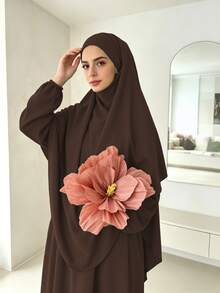 Bộ 2 món váy Abaya Khimar rộng rãi, thoải mái bằng vải Nida dành cho nữ, thích hợp cho việc cầu nguyện ngoài trời, phù hợp cho mọi mùa, trang phục Hồi giáo, khăn trùm đầu cầu nguyện (Hijab), trang phục ngày lễ. - Nhiều màu - Xem 10