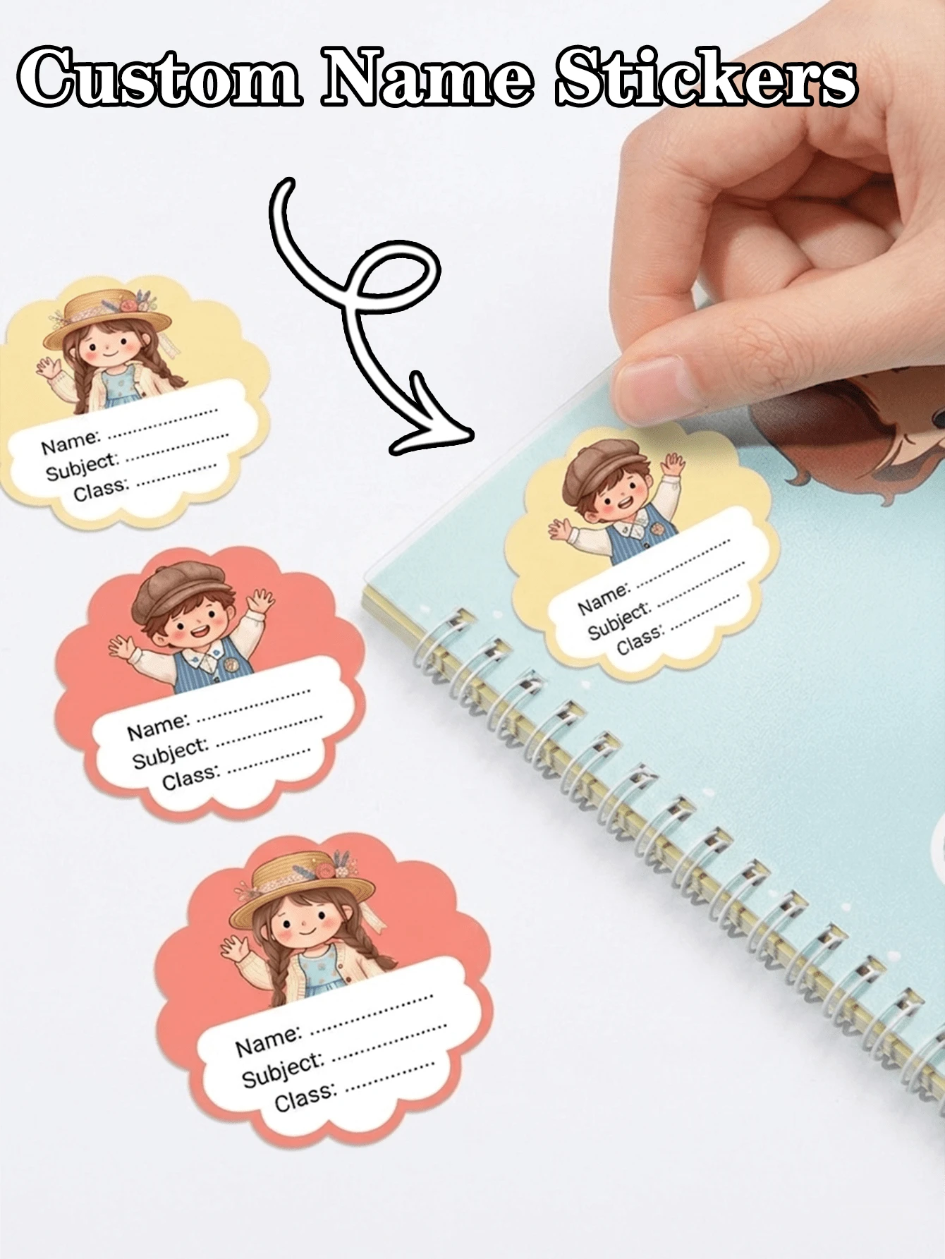 24/48 miếng dán tên cá nhân hóa, thiết kế hoạt hình dễ thương dành cho trẻ em, hình đám mây màu vàng và hồng, kèm tên, môn học, lớp học, thích hợp cho đồ dùng học tập, tiệc sinh nhật, đám cưới, kỷ niệm. Nhãn dán tùy chỉnh. - Nhiều màu - Xem 1
