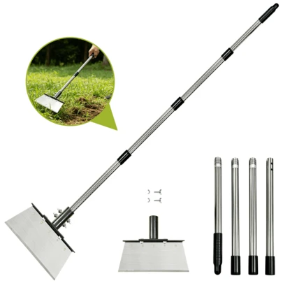 Multifunctional Garden Cleaning Shovel, Heavy Duty Steel Flat Shovel With 59" Adjustable Handle, Snow Ice Scraper, Outdoor Spade Tool For Weeding, Lawn Edging, Digging, Ice Removal