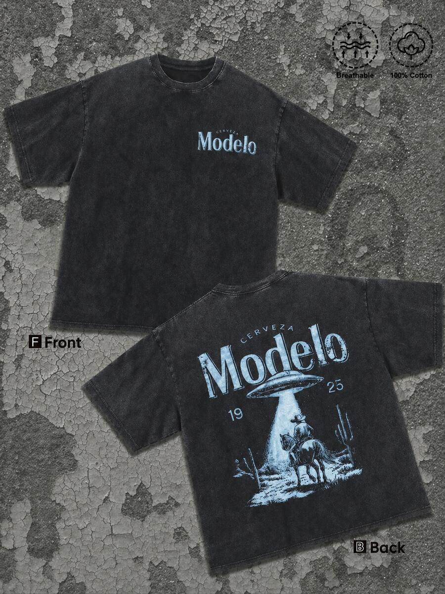 Plus Size Vintage Washed T-Shirt, Oversize T-Shirt, Vintage Wash Graphic Tee, Manga Streetwear,Retro And Vintage Style, Gift For Him,Gift For Her,230g 100 Cotton,Mens T Shirt - màu đen - Xem 1