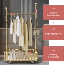 Luxury Heavy Duty Double Clothes Rail Hanging Rack Garment Display Stand Storage, 170x80x32CM - Oro - Ver 4