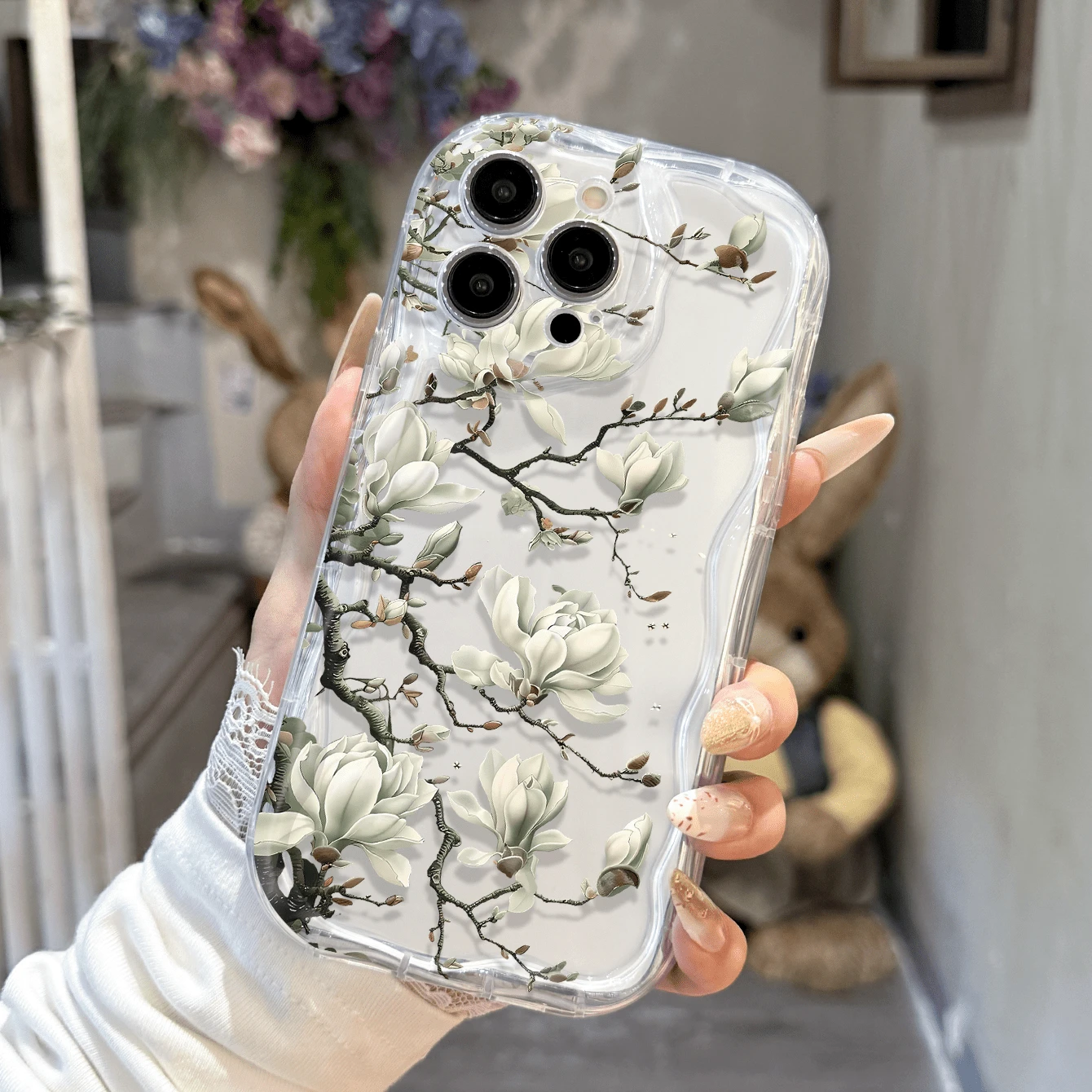 Ốp lưng điện thoại TPU màu trắng ngà thanh lịch, bao phủ toàn diện, tương thích với iPhone 14 Pro Max, 13/12/11 Pro Max, 15 Pro Max, XR/XS Max/XS, Soft 7/8, Wave Edge 16/16 Pro Max, chống rơi 13 Pro Max, 17/17 Air/17 Pro Max, 12 Mini, ốp bảo vệ điện thoại thời trang dành cho nữ. - Nhiều màu - Xem 1