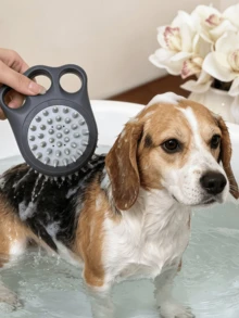 Bàn chải tắm massage bằng silicon cho thú cưng, lược tắm, bình đựng dầu gội, đa năng dùng được cho chó và mèo. - Nhiều màu - Xem 2